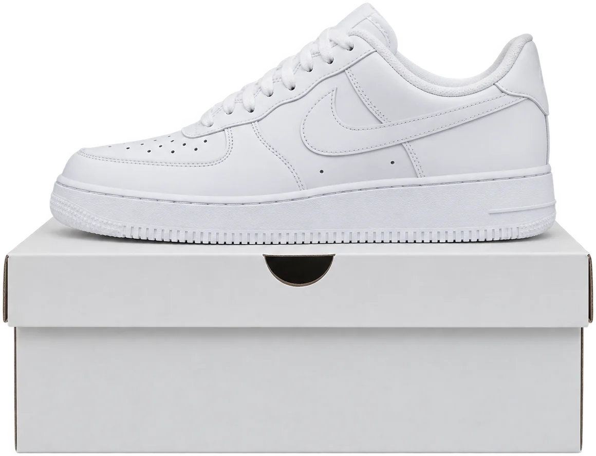 Blank white Air Force 1 Low on its shoebox